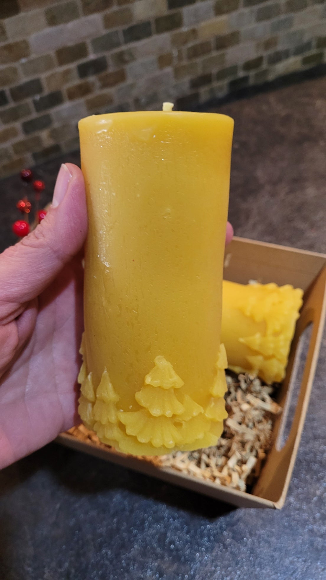 Beeswax Pillar Tree Candle