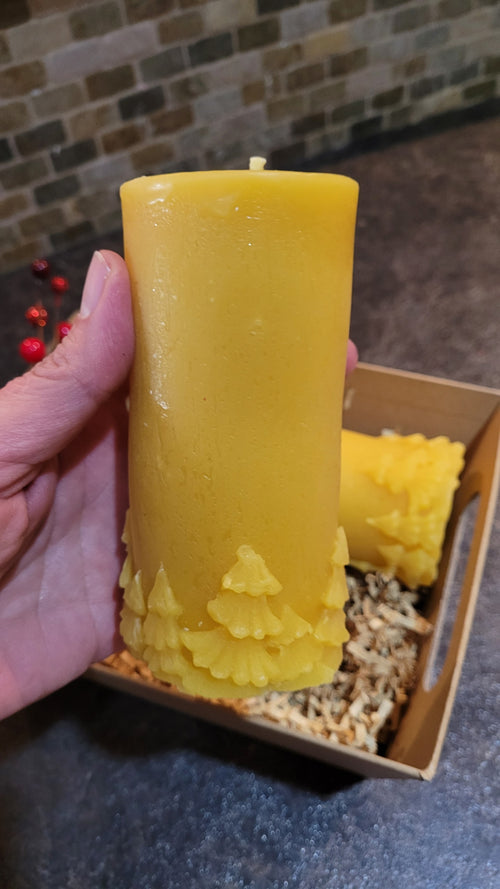 Beeswax Pillar Tree Candle