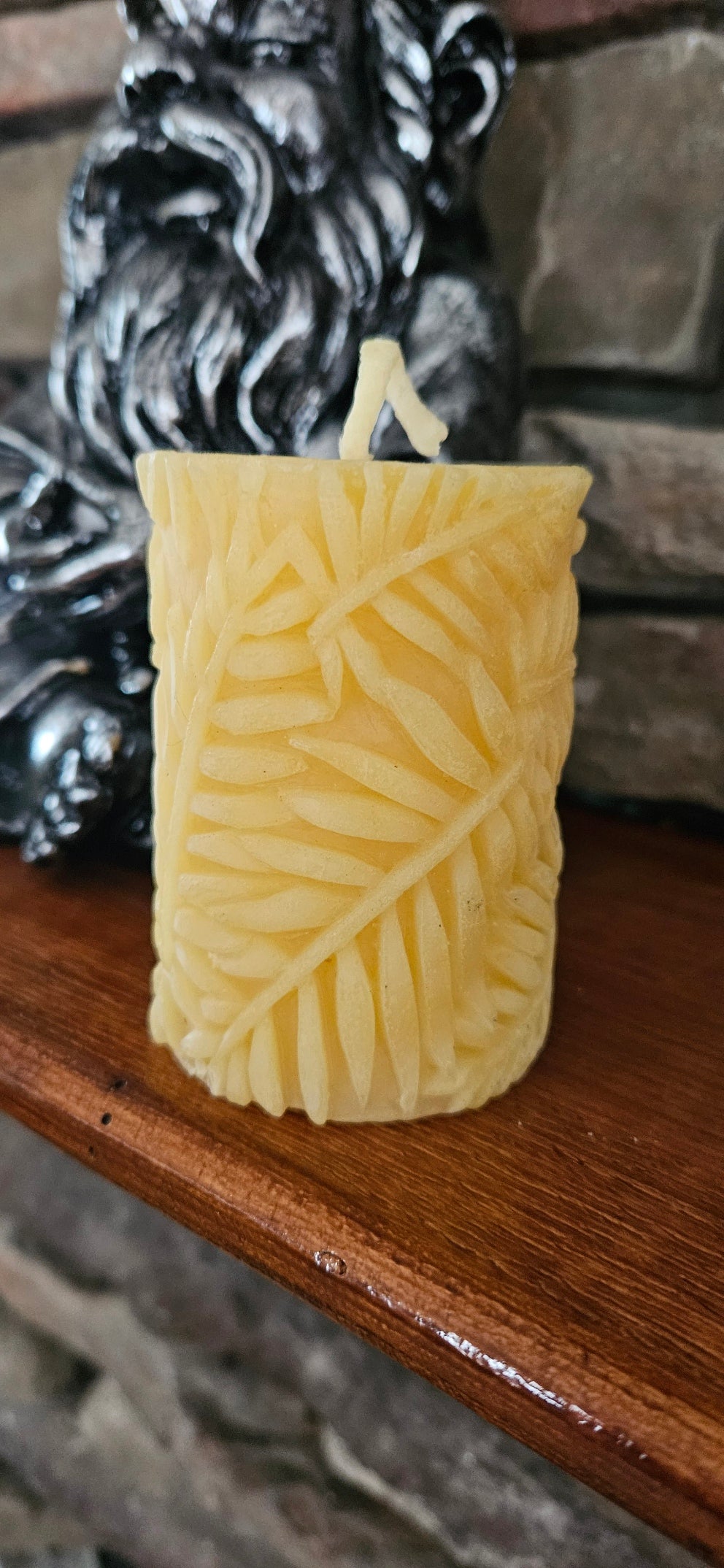 Beeswax Pillar Leaf Candle